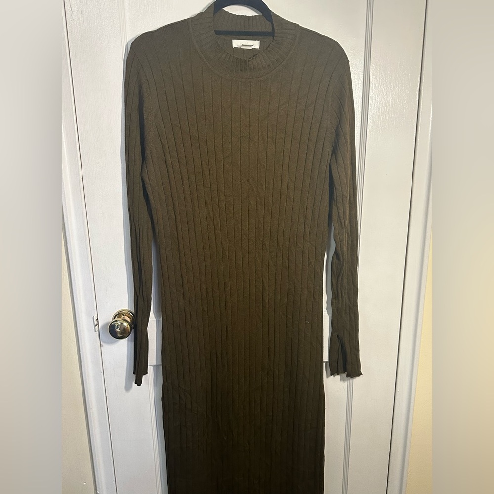 Olive Turtleneck Maxi Dress